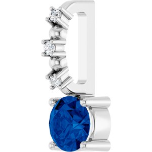 Lab-Grown Blue Sapphire & .01 CTW Natural Diamond Pendant