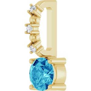 Imitation Blue Zircon & .01 CTW Natural Diamond Charm/Pendant