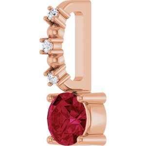Imitation Ruby & .01 CTW Natural Diamond Charm/Pendant