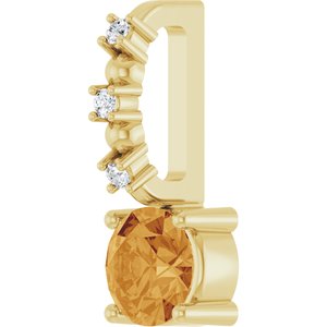 Imitation Citrine & .01 CTW Natural Diamond Charm/Pendant