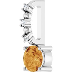 Imitation Citrine & .01 CTW Natural Diamond Charm/Pendant