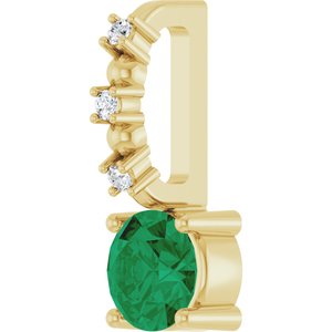 Imitation Emerald & .01 CTW Natural Diamond Charm/Pendant