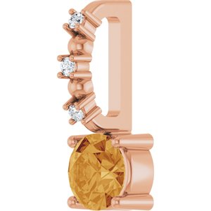 Imitation Citrine & .01 CTW Natural Diamond Charm/Pendant