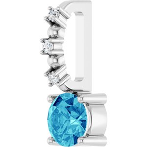Imitation Blue Zircon & .01 CTW Natural Diamond Charm/Pendant