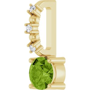 Imitation Peridot & .01 CTW Natural Diamond Charm/Pendant