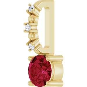 Imitation Ruby & .01 CTW Natural Diamond Charm/Pendant