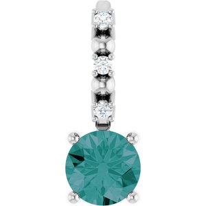 Imitation Alexandrite & .01 CTW Natural Diamond Charm/Pendant