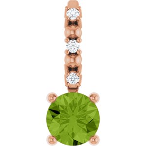 Imitation Peridot & .01 CTW Natural Diamond Charm/Pendant