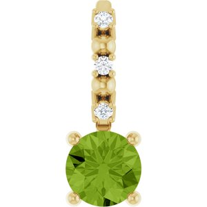 Imitation Peridot & .01 CTW Natural Diamond Charm/Pendant