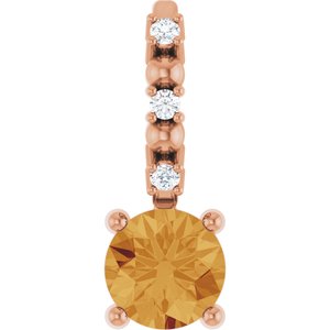 Imitation Citrine & .01 CTW Natural Diamond Charm/Pendant