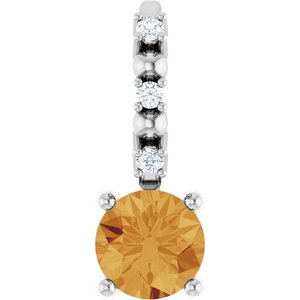 Imitation Citrine & .01 CTW Natural Diamond Charm/Pendant