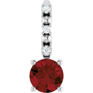 Imitation Mozambique Garnet & .01 CTW Natural Diamond Charm/Pendant