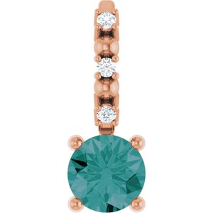 Imitation Alexandrite & .01 CTW Natural Diamond Charm/Pendant