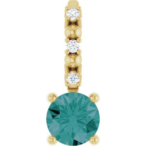 Imitation Alexandrite & .01 CTW Natural Diamond Charm/Pendant