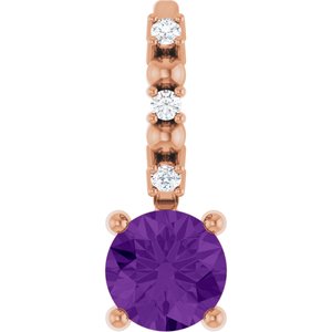 Imitation Amethyst & .01 CTW Natural Diamond Charm/Pendant
