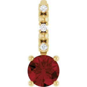 Imitation Mozambique Garnet & .01 CTW Natural Diamond Charm/Pendant