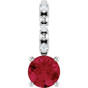 Imitation Ruby & .01 CTW Natural Diamond Charm/Pendant