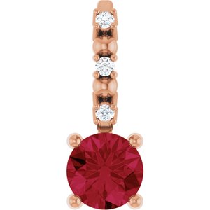 Imitation Ruby & .01 CTW Natural Diamond Charm/Pendant