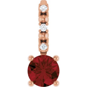Imitation Mozambique Garnet & .01 CTW Natural Diamond Charm/Pendant