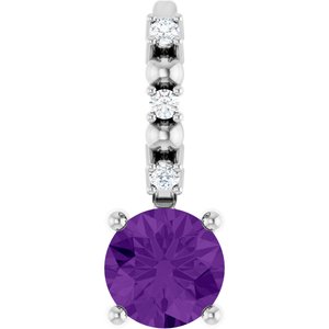 Imitation Amethyst & .01 CTW Natural Diamond Charm/Pendant