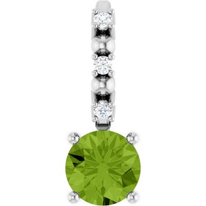 Imitation Peridot & .01 CTW Natural Diamond Charm/Pendant