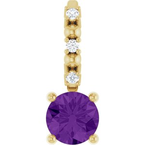 Imitation Amethyst & .01 CTW Natural Diamond Charm/Pendant