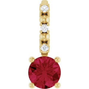 Imitation Ruby & .01 CTW Natural Diamond Charm/Pendant