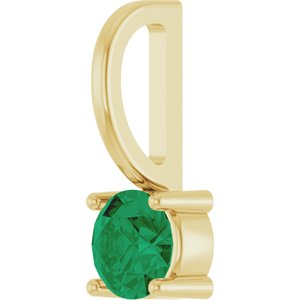 Lab-Grown Emerald Solitaire Charm/Pendant