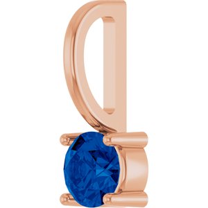 Lab-Grown Blue Sapphire Solitaire Charm/Pendant