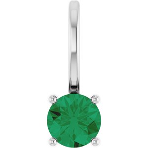 Lab-Grown Emerald Solitaire Charm/Pendant