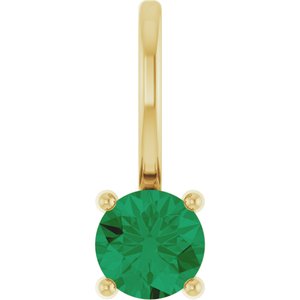Lab-Grown Emerald Solitaire Charm/Pendant