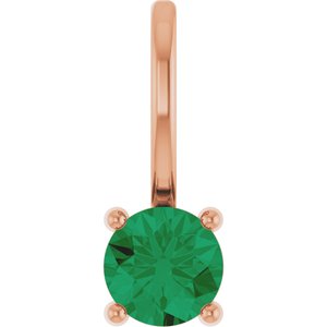 Lab-Grown Emerald Solitaire Charm/Pendant