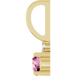 Natural Pink Tourmaline & .015 CT Natural Diamond Charm/Pendant