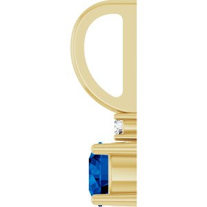 Natural Blue Sapphire & .015 CT Natural Diamond Charm/Pendant
