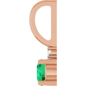 Lab-Grown Emerald & .015 CT Natural Diamond Charm/Pendant