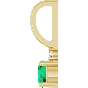 Lab-Grown Emerald & .015 CT Natural Diamond Charm/Pendant