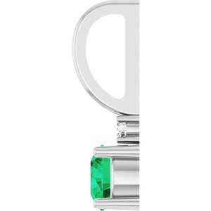 Lab-Grown Emerald & .015 CT Natural Diamond Charm/Pendant