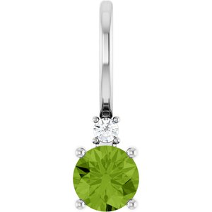 Natural Peridot & .015 CT Natural Diamond Charm/Pendant