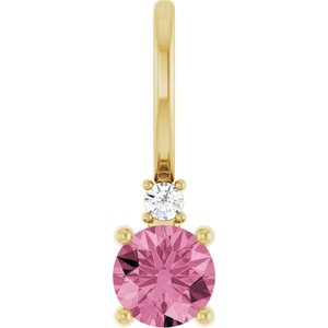 Natural Pink Tourmaline & .015 CT Natural Diamond Charm/Pendant