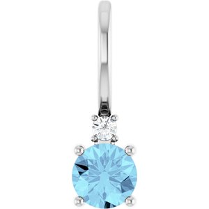 Natural Aquamarine & .015 CT Natural Diamond Charm/Pendant