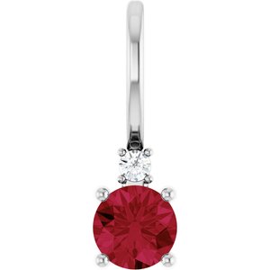Lab-Grown Ruby & .015 CT Natural Diamond Charm/Pendant