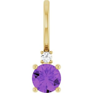 Natural Amethyst & .015 CT Natural Diamond Charm/Pendant