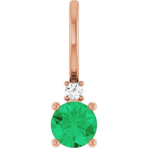 Natural Emerald & .015 CT Natural Diamond Charm/Pendant