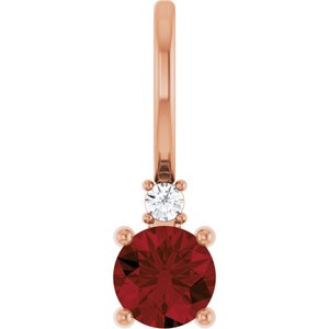 Natural Mozambique Garnet & .015 CT Natural Diamond Charm/Pendant