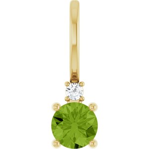 Natural Peridot & .015 CT Natural Diamond Charm/Pendant