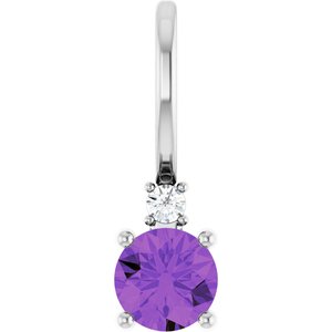 Natural Amethyst & .015 CT Natural Diamond Charm/Pendant