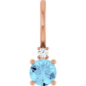 Natural Aquamarine & .015 CT Natural Diamond Charm/Pendant