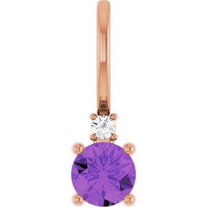 Natural Amethyst & .015 CT Natural Diamond Charm/Pendant