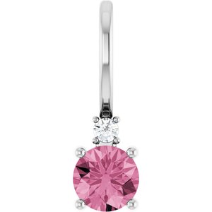 Natural Pink Tourmaline & .015 CT Natural Diamond Charm/Pendant
