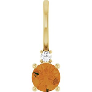 Natural Citrine & .015 CT Natural Diamond Charm/Pendant
